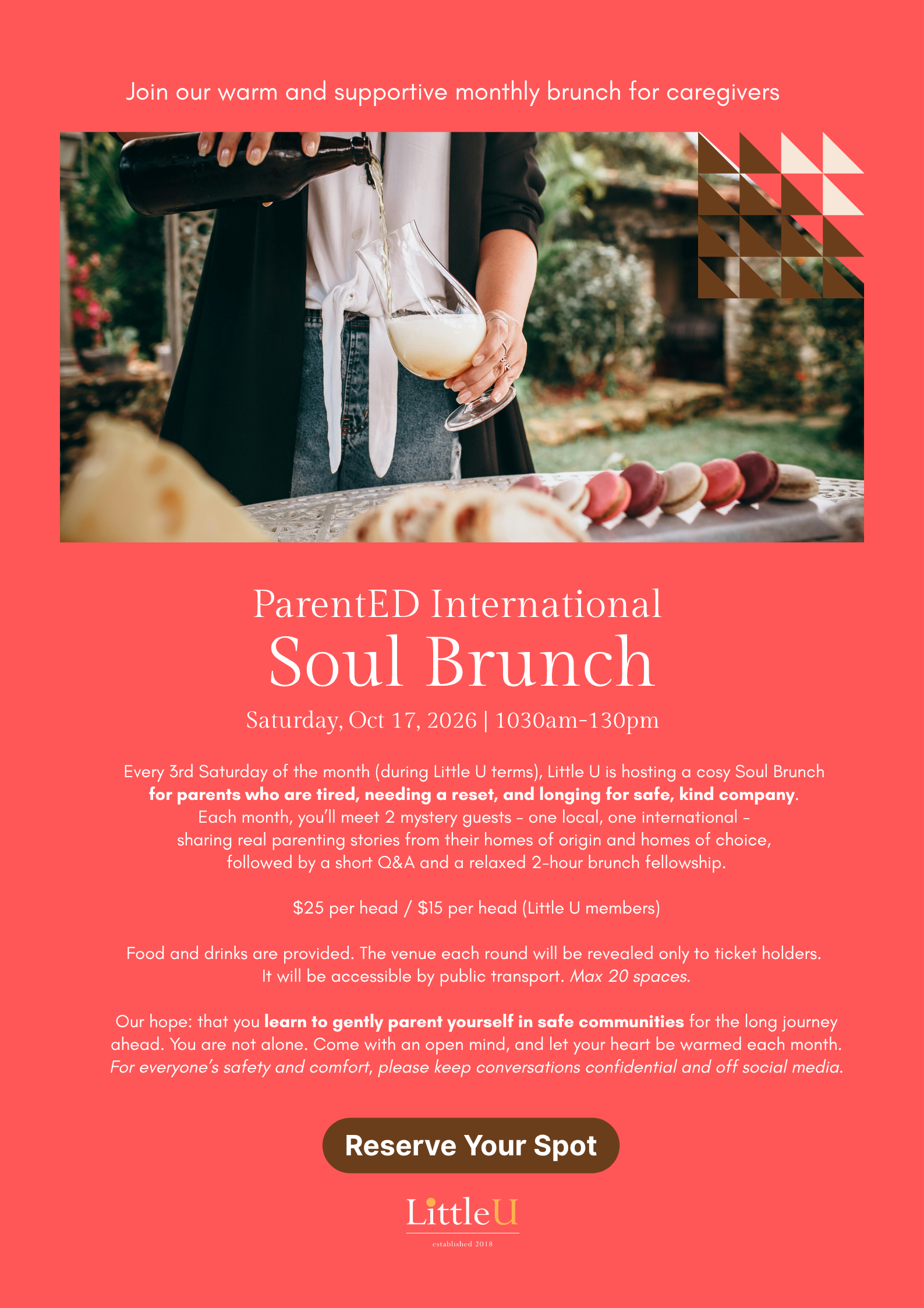 Soul Brunch — a monthly gathering for caregivers to nourish, connect, and recharge.